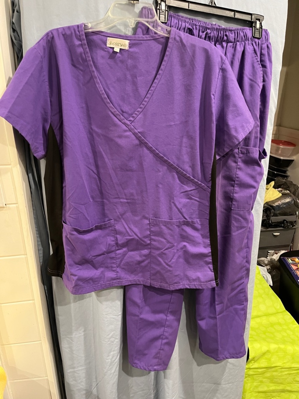 Purple Medical Scrub Set 2pc top 1x pant XL elastic waist